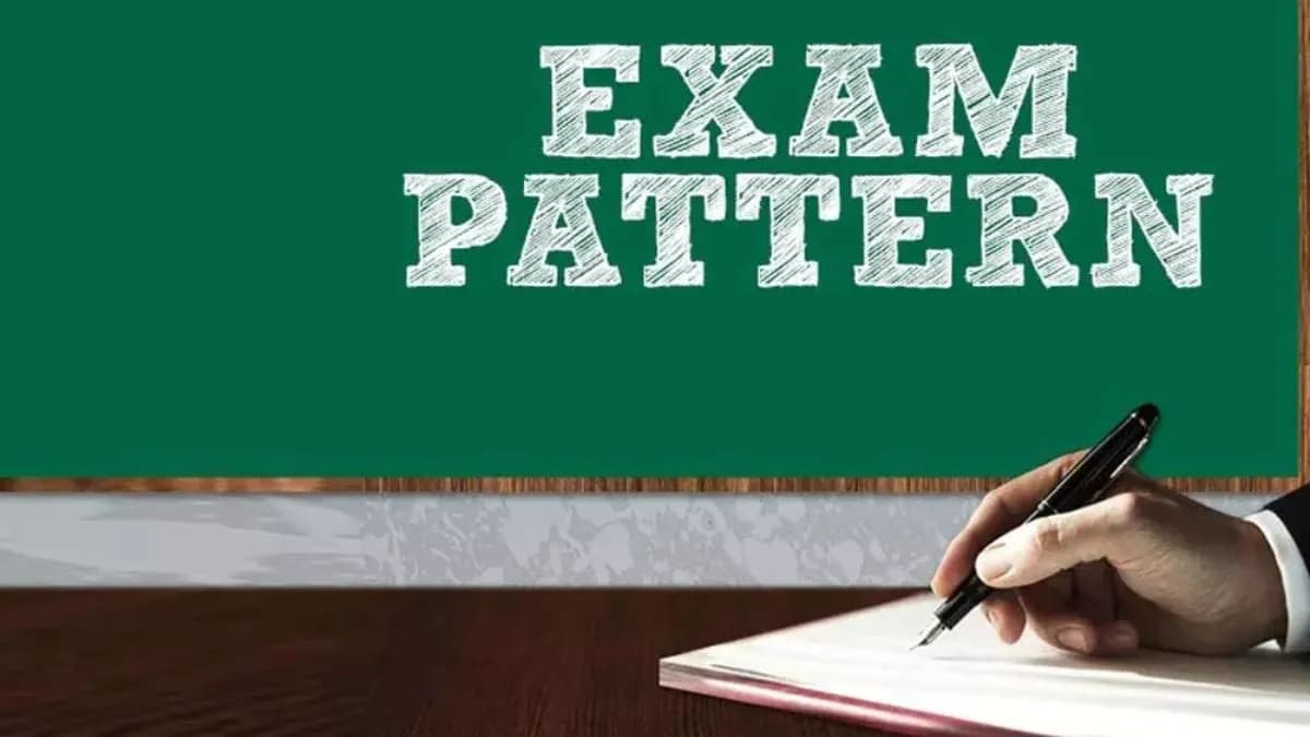 Chalkboard reading Exam Pattern with a hand writing on paper